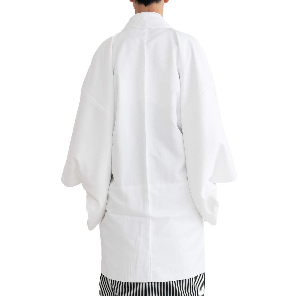 Washable Coat with Background Pattern and Single [KYOETSU] [KYOETSU] Crest, Item, Men's (3L, White)