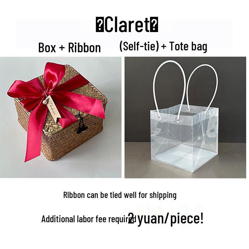 Square Handwoven Bamboo Gift Basket with Lid - High-end Candy Box and Wedding Favor