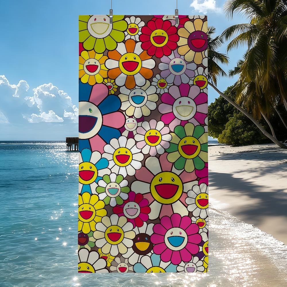 Art M-MurakamiES Flower T-Takashi Towel Quick Drying Beach Towels Are Suitable For Swimming Pools Camping Yoga And The Gym
