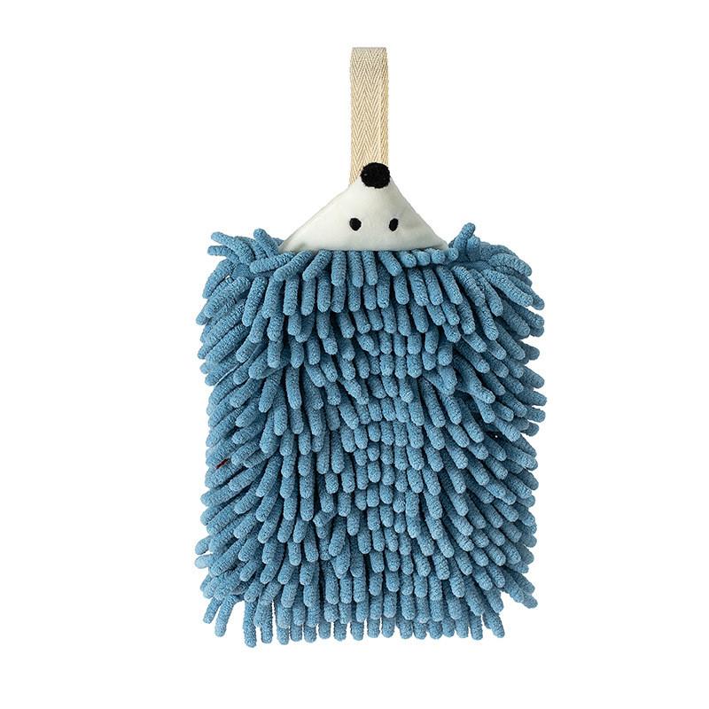 

Cartoon Hedgehog Hand Towel With Hanging Loop For Kids Bathroom Use синій