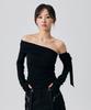 ARIKIM Rien One-Shoulder Shirring Top / Black