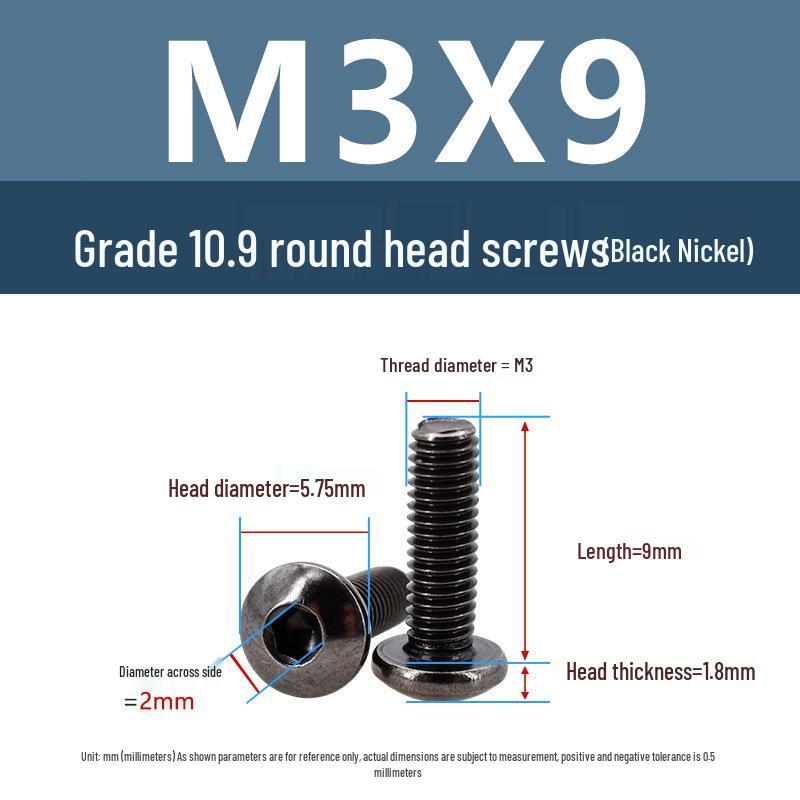 

Yigu High-Strength Black Nickel Hex Socket Pan Head Machine Screw M3/M4