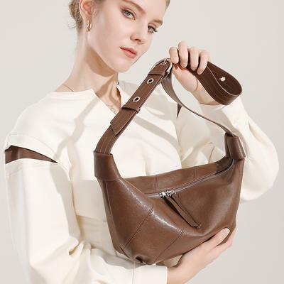 Top Layer Cowhide 2025 Winter New Genuine Leather Light Luxury High-End Niche Fashion Single Shoulder Crossbody Underarm Bag for Women