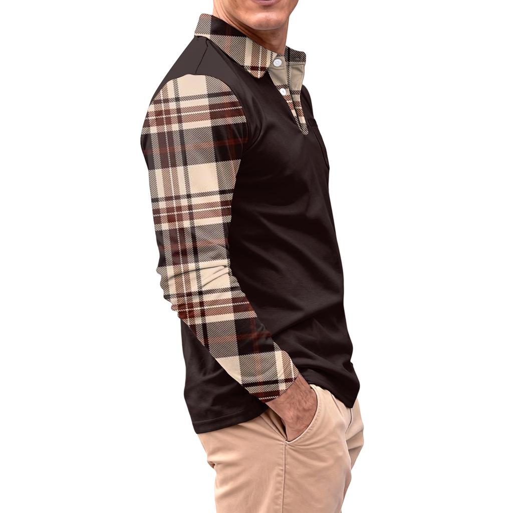 Męska długa, z długim rękawem, kołnierzykiem, zapinana na guziki, z kieszenią, codzienna bluzka