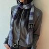 Striped Hairy Skinny Muffler (Light Purple)