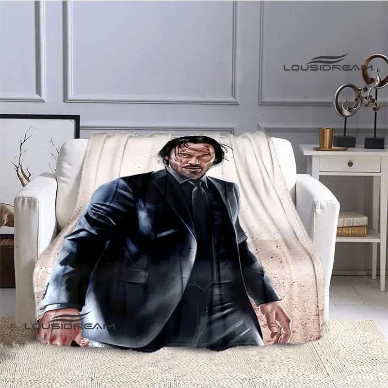 Movie John Wick printed Blankets Picnic blanket Flange Warm blanket Home travel blankets bed linings birthday gift