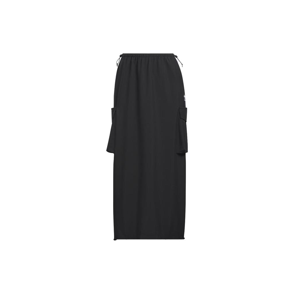 Adidas Originals Three Stripes Cargo Skirt Solid Color French Logo Workwear Style Sports Casual Long Skirt Women Skirts Black IY9493