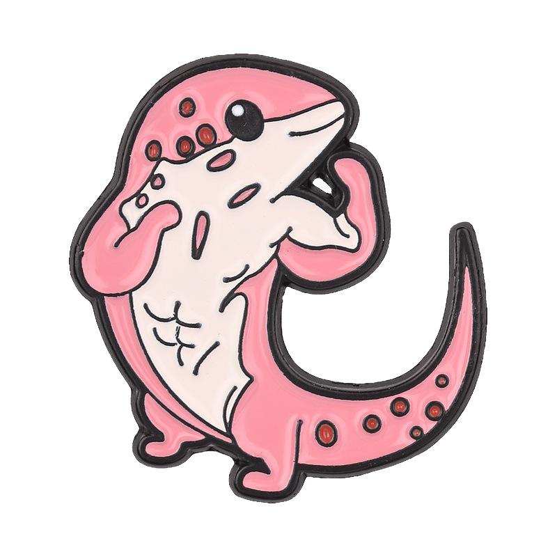 Trendy Lizard Pug Pony Muscle Pin: Fun Animal Fitness Lapel Accessory