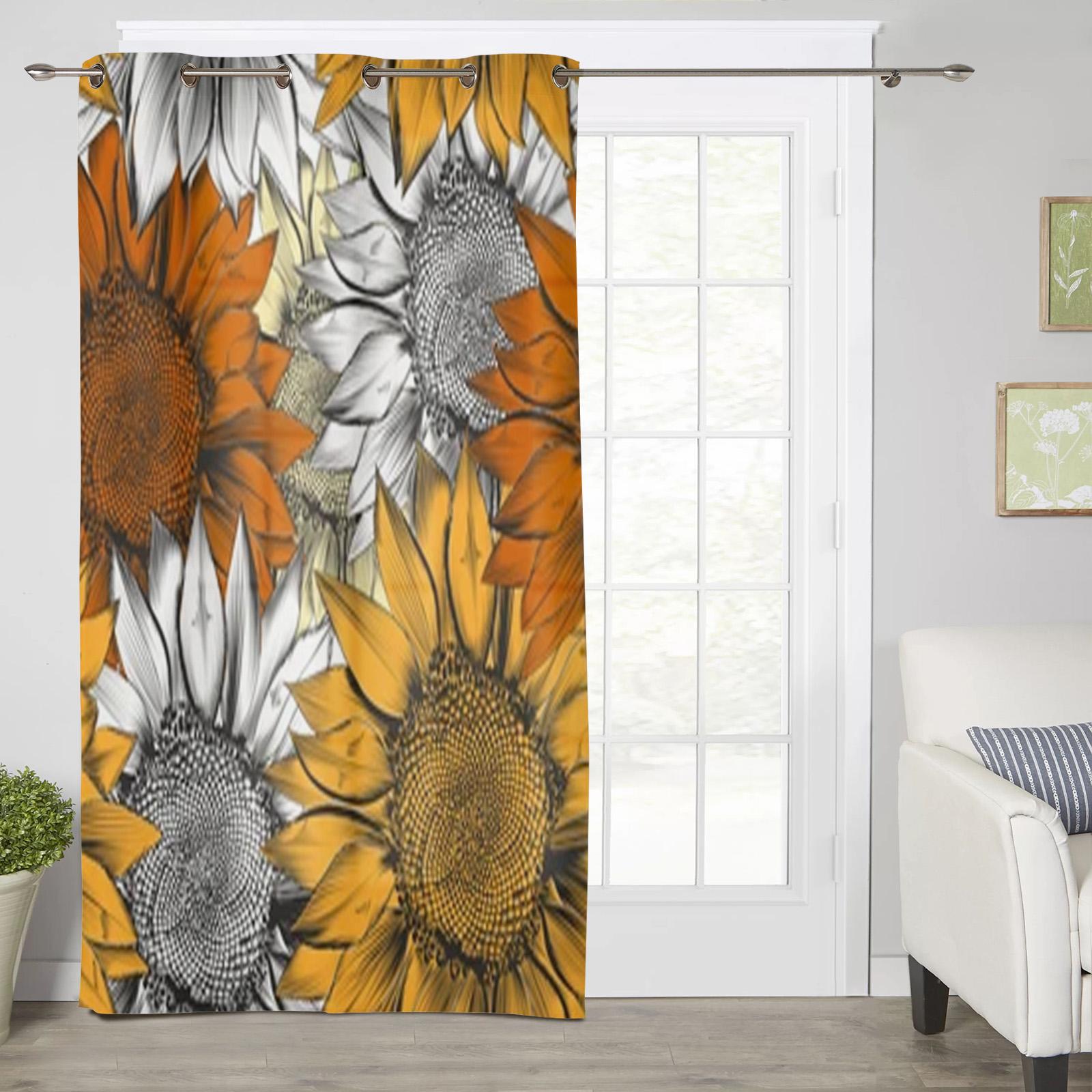Красивые нарисованные от руки подсолнухи оконные шторы для гостиной — фото 2