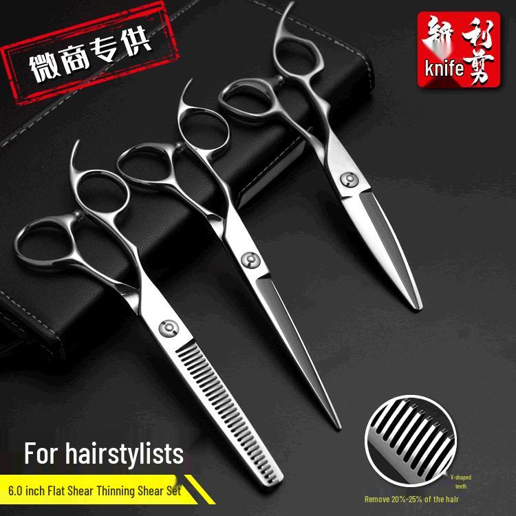 

Left-Handed Hairdressing Scissors Set: 6 Stainless Steel 440C Straight & Thinning Scissors