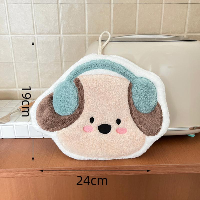Kawaii Cartoon Hand Towel Double-Layer Coral Velvet Drying Wiping Towels Hanging Style Absorbent Towel