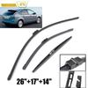 26"+17"+14" Front Rear Wiper Blades Set For Ford Focus 2 2005 2006 2007 2008 2009 2010 2011 Windshield Windscreen Window Brushes