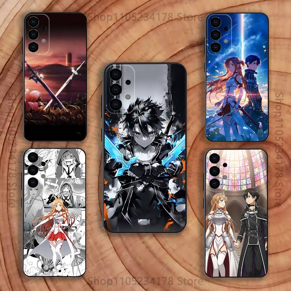 A-Asuna Anime Kirito Phone Case For Samsung S25,S24,S21,S22,S23,S30,Ultra,S20,Plus,Fe,Lite,5G Black Cover