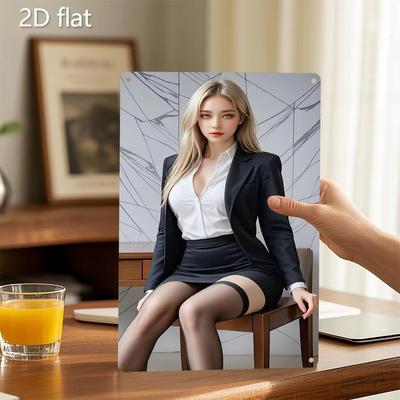 Iron Wall Art Metal Sign Elegant Woman Figure Plaque 19x30cm Indoor Outdoor Decor