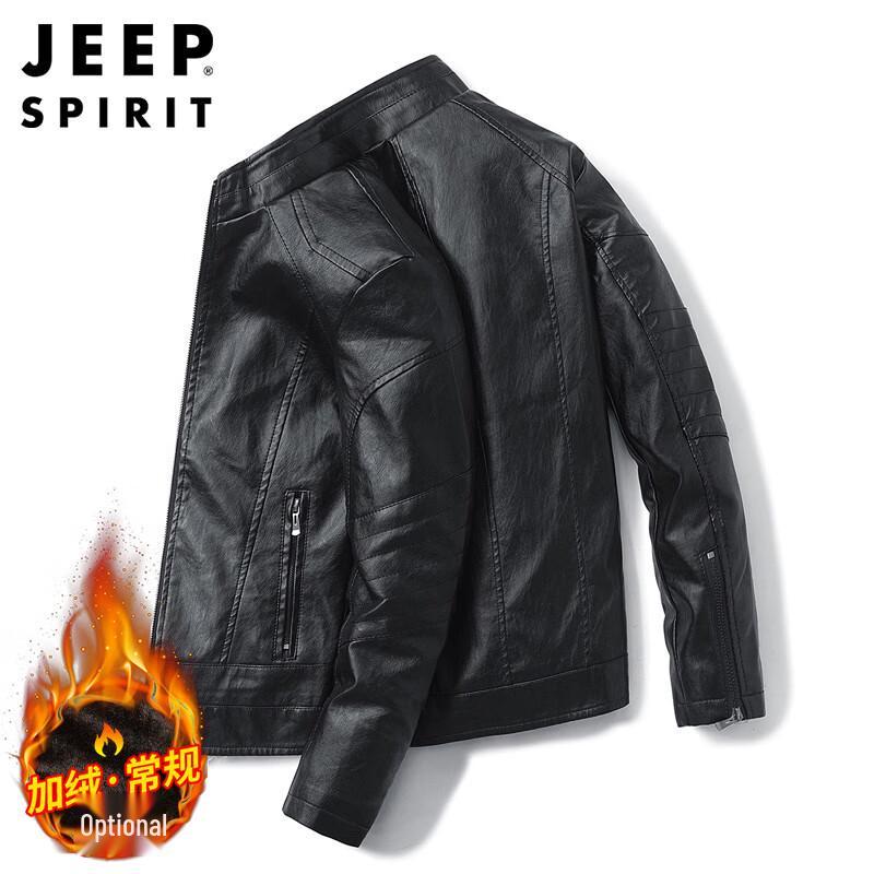 

JEEP SPIRIT Men s Autumn/Winter Stand Collar Faux Leather Jacket 3XL