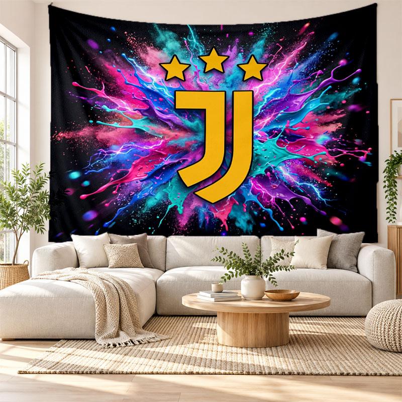 Juventus FC Wall Tapestry, Soft Fabric Wall Hanging, Decorative Backdrop For Bedroom Home Wall Art