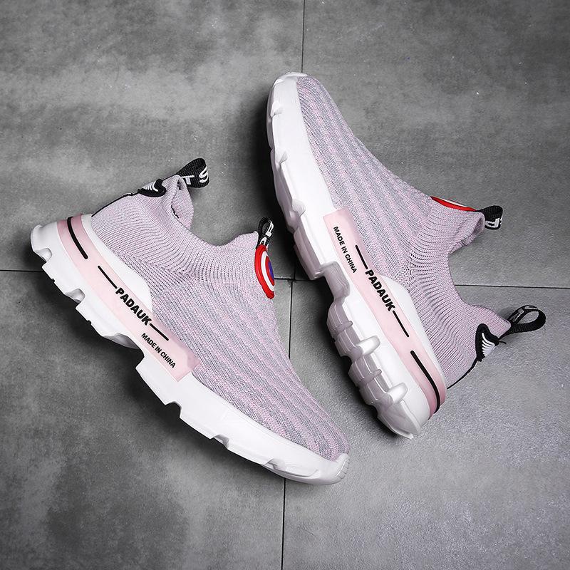 

Новые весенне-осенние детские носки и обувь, спортивная обувь для мальчиков из летучего трикотажа, повседневная модная обувь на платформе 37 розовый