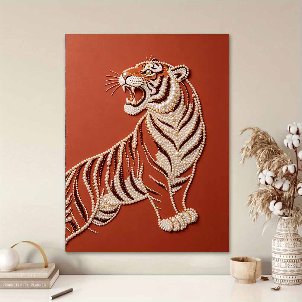 DIY Pearl Embroidery Diamond Painting Kit Fierce Tiger Sparkling Beads Art Craft Handmade Decoration Gift for Home