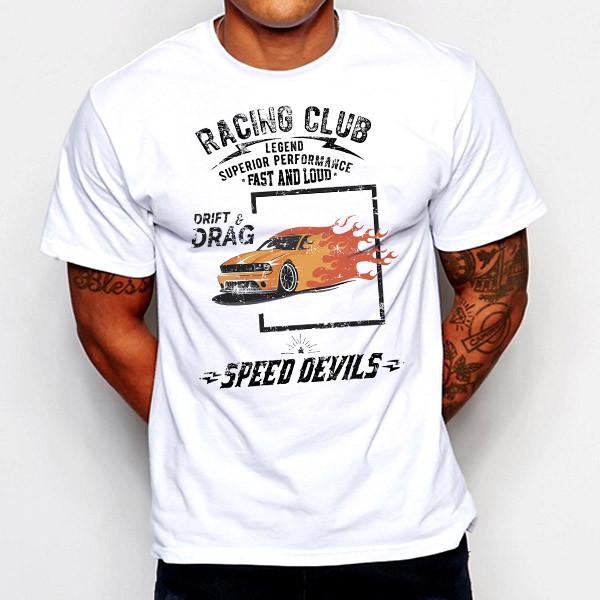 Muscle Car T-Shirt Sports Car Retro Motorcycle Vintage Throttle Drift and Drag S разноцветный