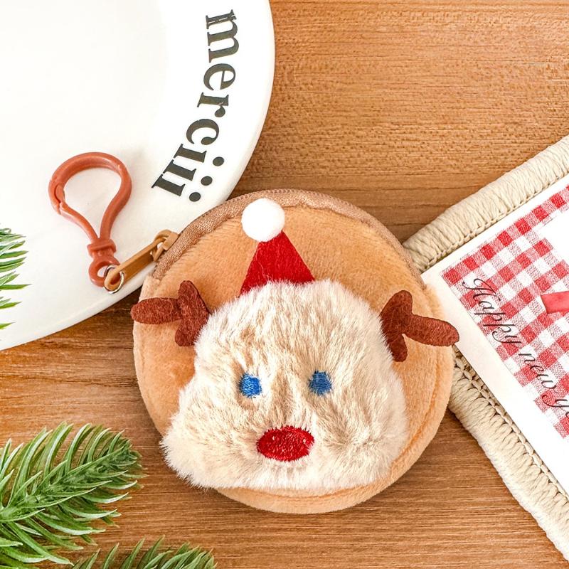 Cute Christmas Plush Coin Purse Kawaii Santa Claus Snowman Doll Coin Pouch Keychain Backpack Pendant Decoration Children Gift
