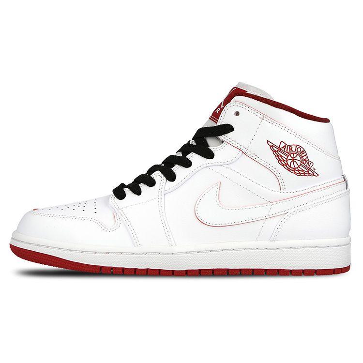 

Мужские кроссовки Air Jordan 1 Retro Mid White Gym Red Gym-Red-Black 554724-103