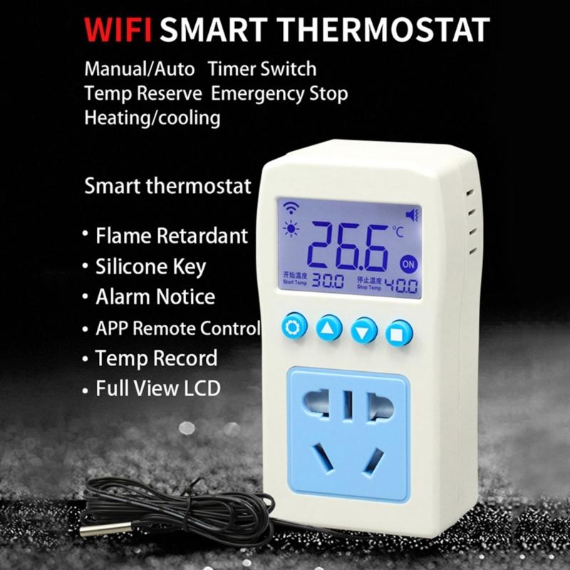 Programmable Thermostat Outlet Plug for Space Heaters 110~220V Heavy Duty