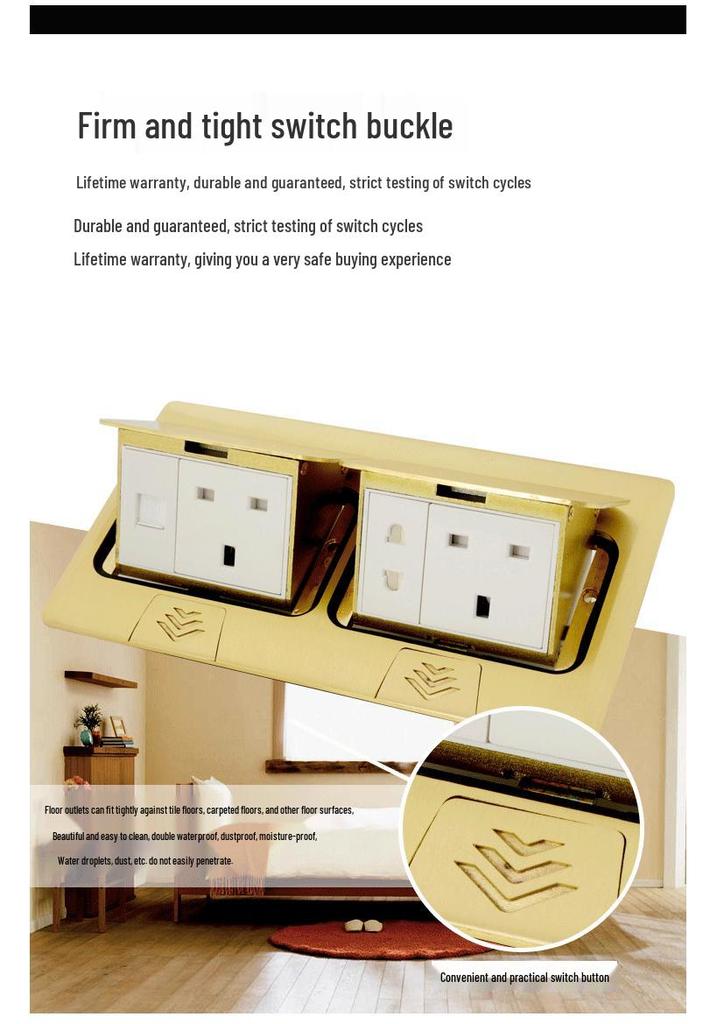 Multipurpose Copper Floor Socket with Dual Pop-up - British, French, and American Standards