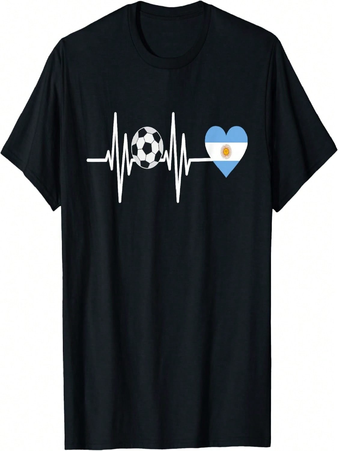 Argentina Flag Heartbeat EKG Pulse Love My Country T-Shirt S