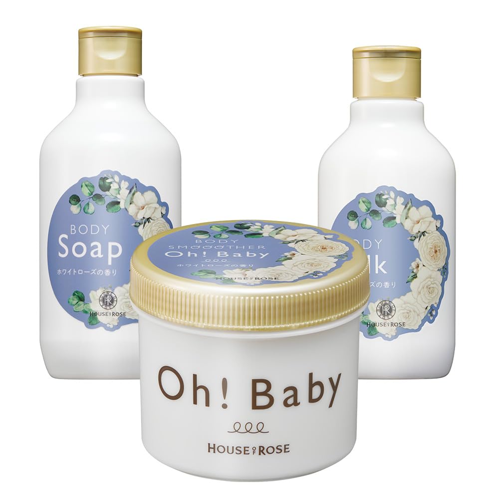 House of Rose Body Care Set WR Rose Body Exfoliating Body Body Milk Oh!Baby 3-Piece (White Scent) - Scrub, Soap,