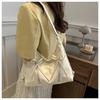 Korean Style Bowknot Faux Leather Bucket Bag for Women, Soft Single Shoulder Hobo Purse, Chic Casual Crossbody Handbag