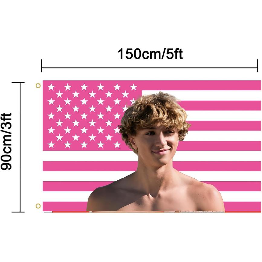 WENWELL Interesting Jeremiah N Flag Tapestry, Pink Fisher Wall Art Poster Fans Gift Merch, 3x5 Feet, Polyester with Brass Grommets