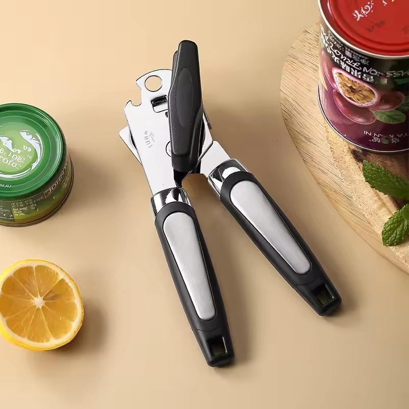 Heavy Duty Stainless Steel Can Opener with Ergonomic Handle for Kitchen Safety Smooth Edge Cut and Built-in Bottle Opener 6
