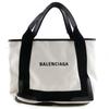 Cabas S Handbag Tote Bag White / Black Canvas Women Used