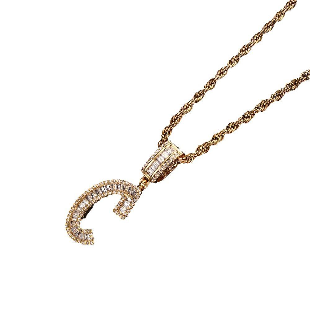26 English Letters Pendant Necklace Copper Inlaid Zircon Versatile Jewelry Necklace