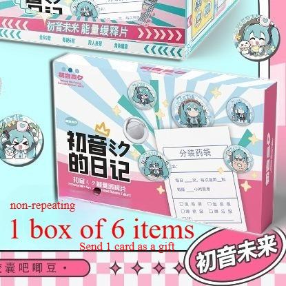 Badge -Project DIVA- Anime Peripheral Q Versie Mini Tablet Capsule Blikken Badge Een Doos van 6 Stuks Random 1 box