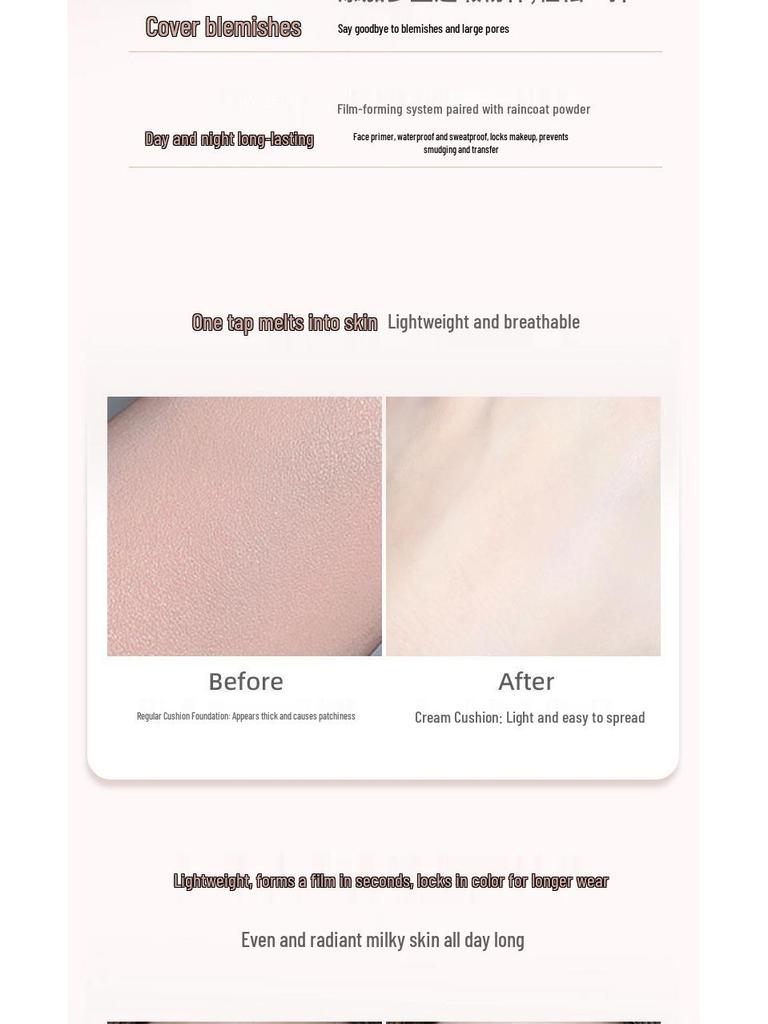 NOVO Translucent Gauze Cushion Foundation for Women - Concealing, Oil Control, Waterproof, Sweatproof, Long-lasting BB Cream.