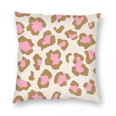 Rosa Leopardenmuster Textur Kissenbezug Bedruckter Polyester Kissenbezug Dekorative Tierflecken Haut Kissenbezug Bezug X