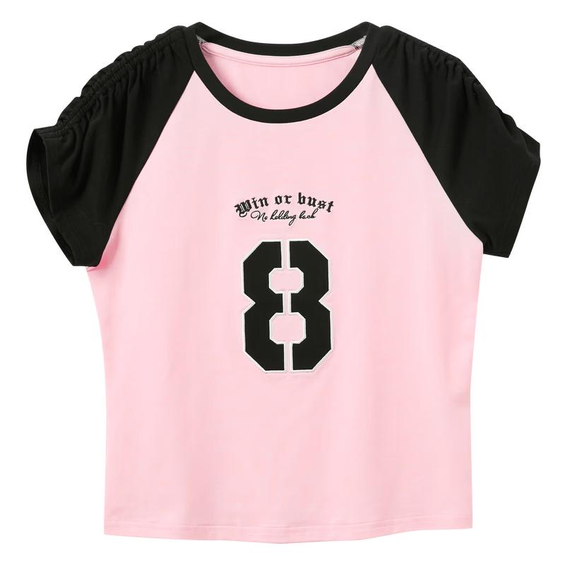 Sancai 2026 Summer Color Block Raglan T-shirt L