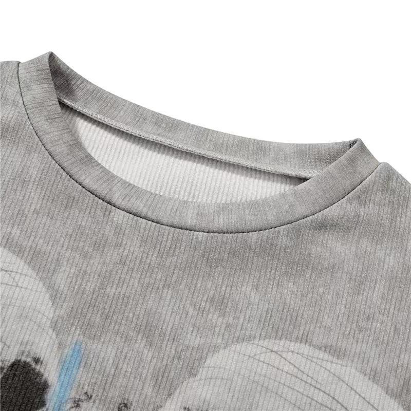 2023 European & American Halloween Skull Print Casual Women's Short Sleeve Sweatshirt Top