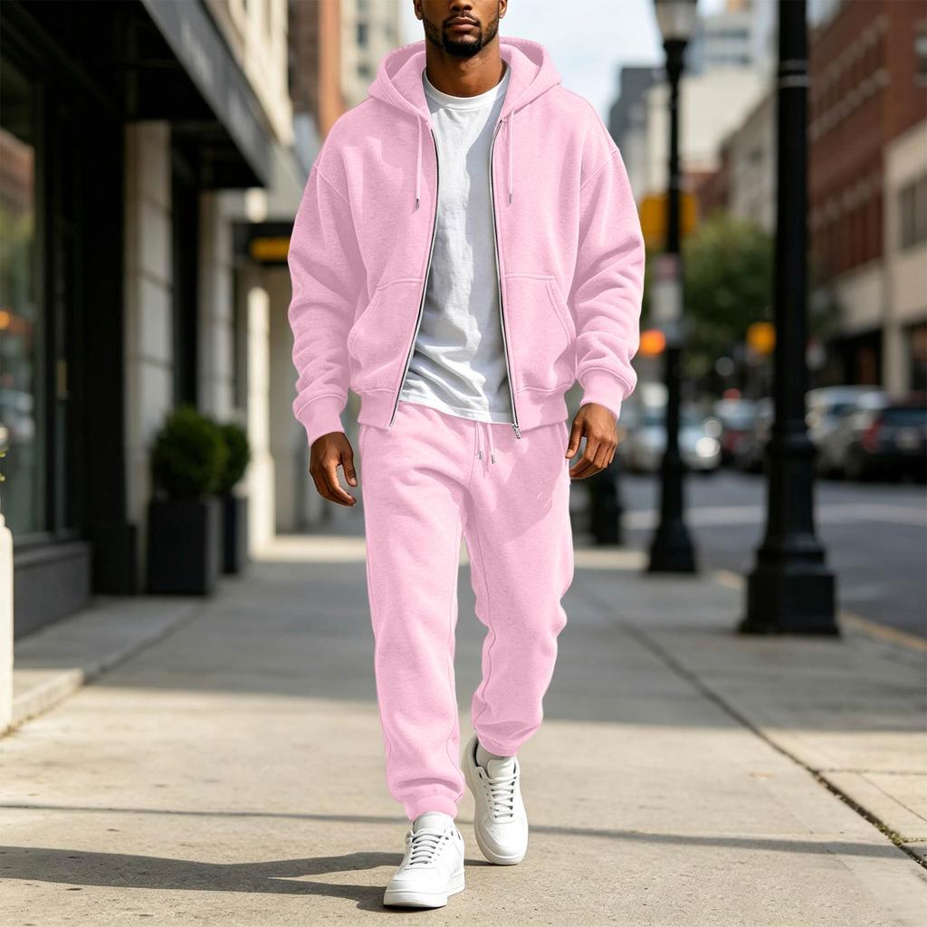 Men's Color Sweatshirt Track Suit Casual Athletic Set for Spring and Fall Outdoor Training