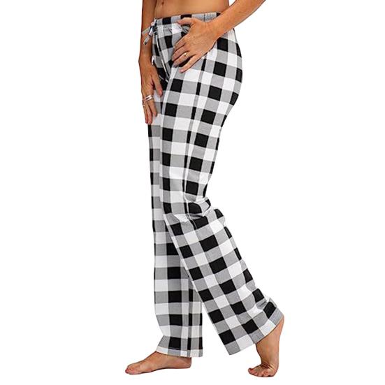 Women Pajama Pants Elastic Drawstring Waist Straight Wide Leg Casual Comfy Stretchy Sleep Bottoms Daily Wear