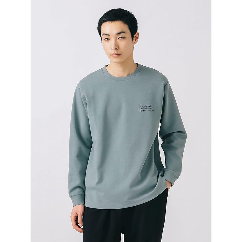 [Beams Heart] L/S TEE cardboard logo print long sleeve cut and sew men's SMOKE_GREEN L