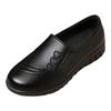 Ladies Casual Leather Shoes Simple Solid Soft Leather Loving Heart Printed Lightweight Flat Comfortable Large Size Single Shoes