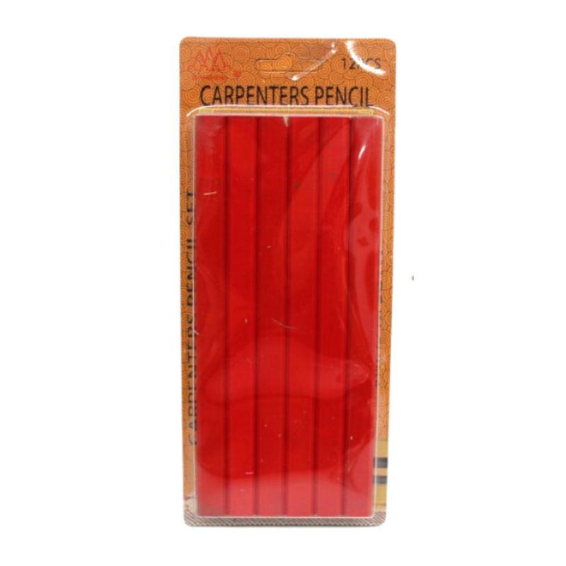 Red Carpenter's Pencils 17.5 Cm, Set of 12 - Durable for Precise Marking