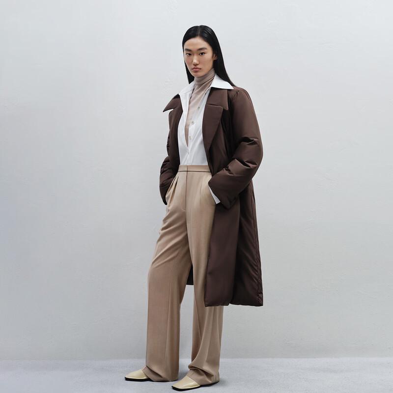 

OVV Женское элегантное двубортное длинное пуховое пальто с лацканами с разрезом M