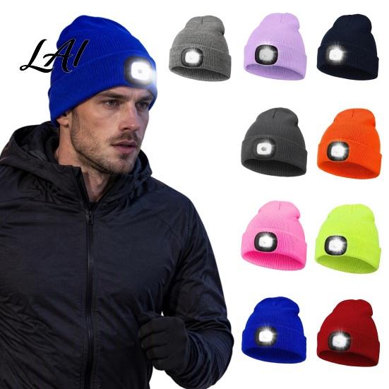 Hands Free LED Hat for Daily Life Knitted with Detachable Light Rechargeable Warm Winter Cap Outdoor Sports Built in Flashlight Safety Illumination