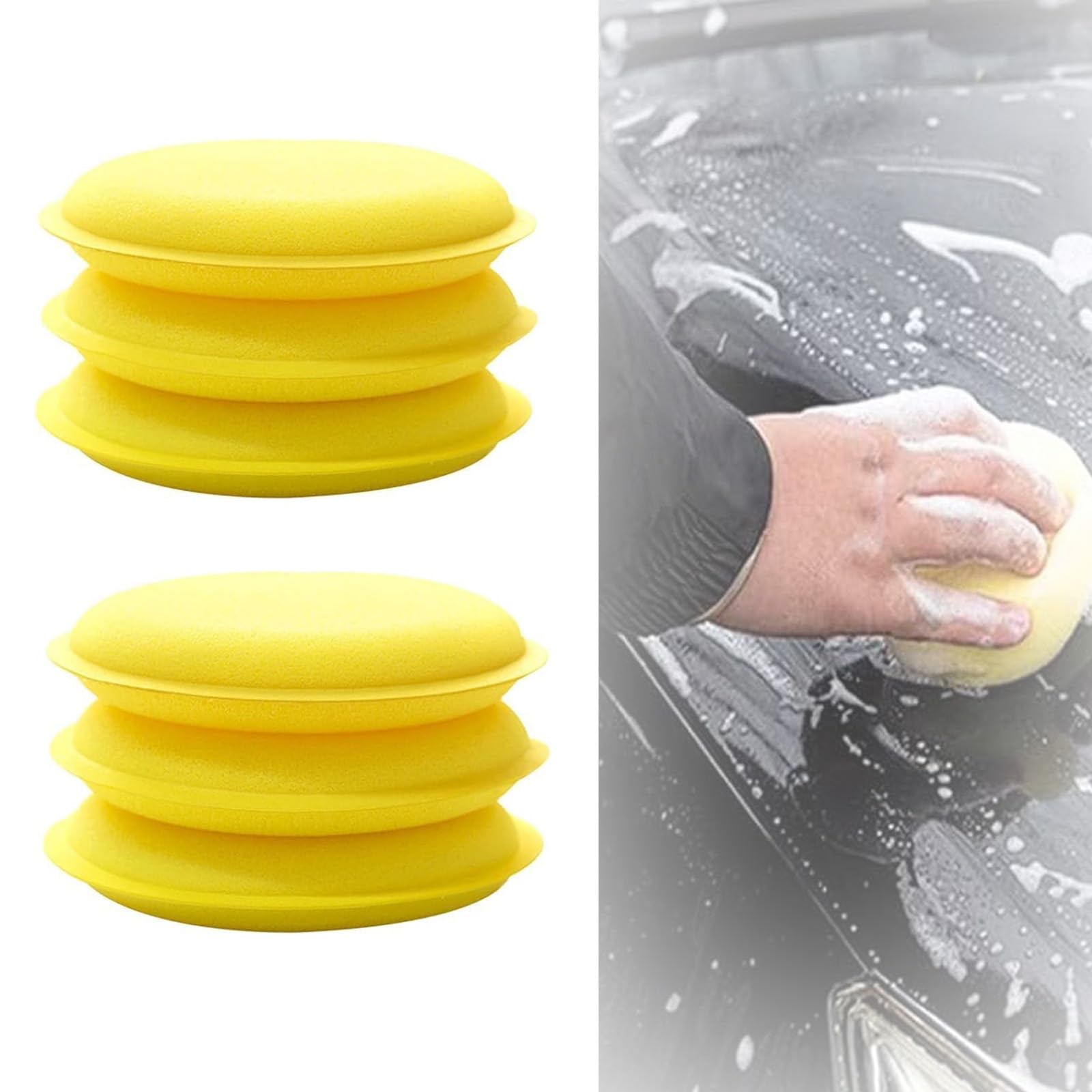 

Mirhua Car Wash Sponge , Diameter 3.9 inches (10 cm), Round Applicator, Polishing No жовтий