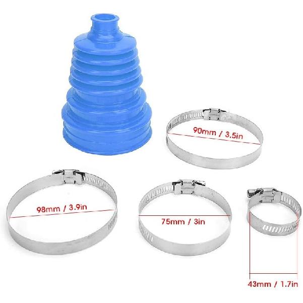 CV Boot Kit, Universal Silicone CV Axle Boot Dust Cover, Rubber, Ball Head Design, Blue, 1 Dust Cover and 4 Clamps