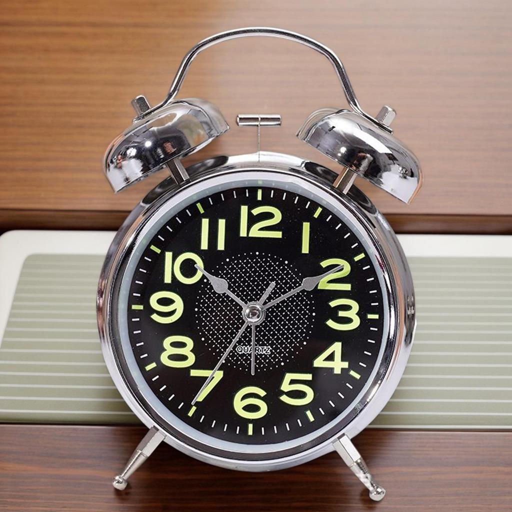 electronic Alarm Clock Luminous Wind Up Clock 3 Inch Quiet Timer Watch for Seniors Sleepers Bed Desk Room Travel Bedroom