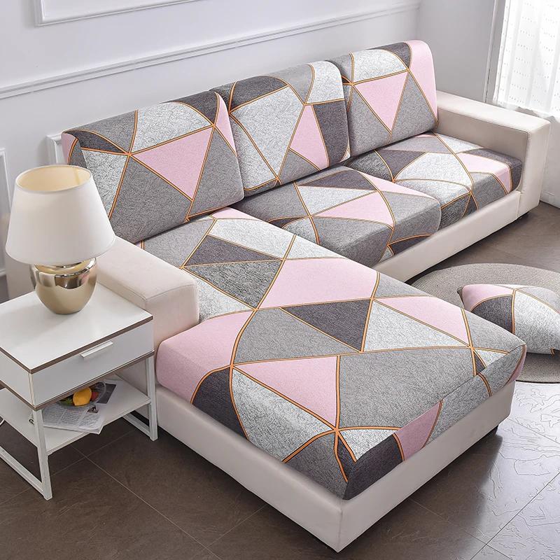 Elastischer Sofa-Sitzbezug, Vier-Jahreszeiten-Sofabezug, kratzfest, dick, mit Blumendruck, flexibles Sitzkissen mit elastischer Unterseite